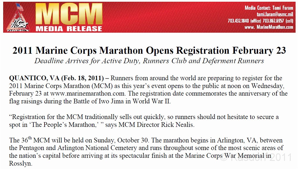 MCM 2011 050.JPG - The 36th Marine Corp Marathon in Washington DC was run on October 30, 2011. My first Marine Corp, and my second full marathon.